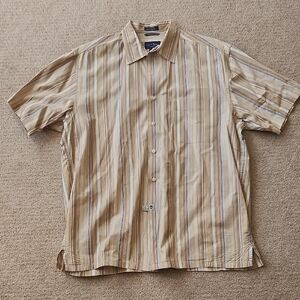 Club Room 100% Cotton Short Sleeve Button Down Dress Shirt Size L